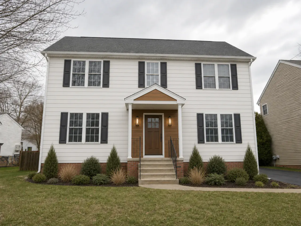 The same house with a coordinated contemporary craftsman exterior direction